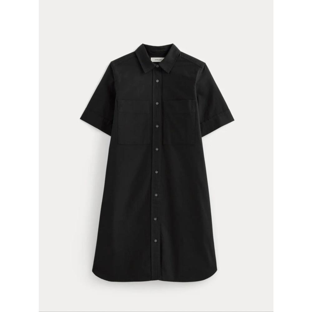 Everlane The Oxford Short Sleeve Black Shirt Dress NWT Organic Cotton Medium M - Picture 3 of 14